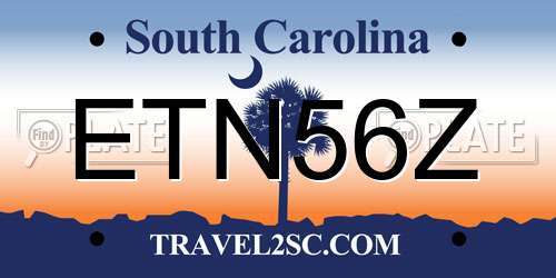 ETN56Z South Carolina License Plate