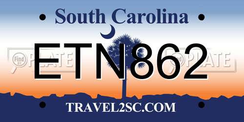 ETN862 South Carolina License Plate