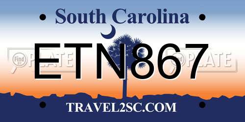 ETN867 South Carolina License Plate