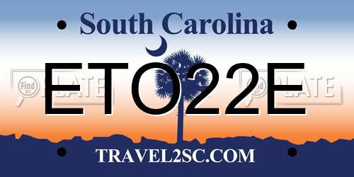 ETO22E South Carolina License Plate