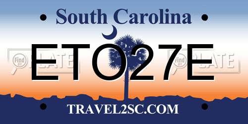 ETO27E South Carolina License Plate