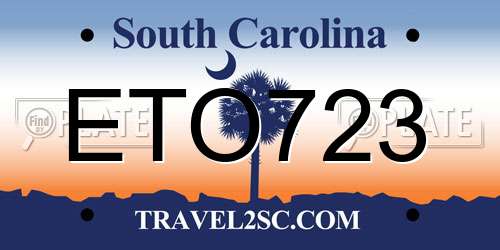 ETO723 South Carolina License Plate