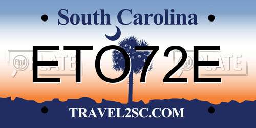 ETO72E South Carolina License Plate