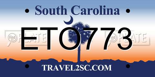 ETO773 South Carolina License Plate
