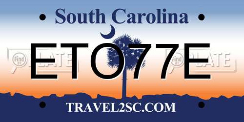 ETO77E South Carolina License Plate