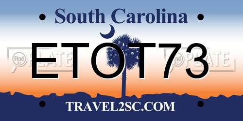 ETOT73 South Carolina License Plate