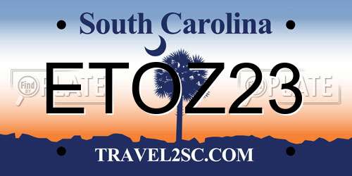 ETOZ23 South Carolina License Plate
