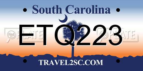 ETQ223 South Carolina License Plate