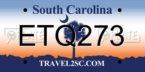 ETQ273 South Carolina License Plate