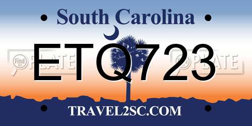 ETQ723 South Carolina License Plate