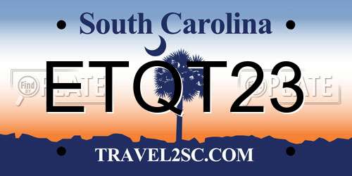 ETQT23 South Carolina License Plate