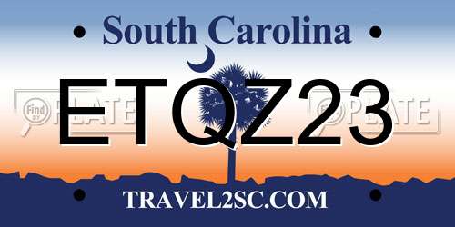 ETQZ23 South Carolina License Plate