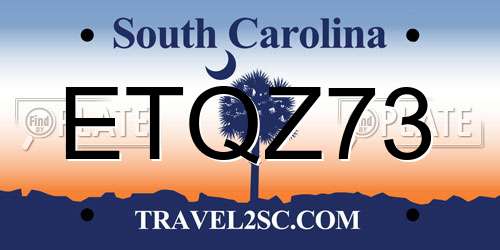 ETQZ73 South Carolina License Plate