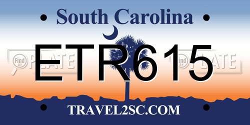 ETR615 South Carolina License Plate
