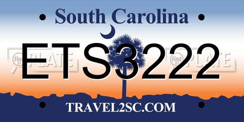 ETS3222 South Carolina License Plate