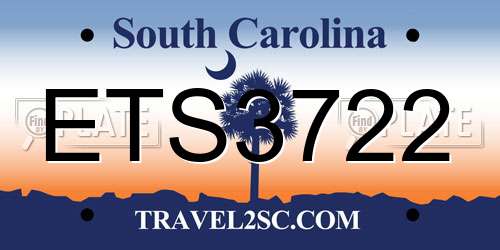 ETS3722 South Carolina License Plate