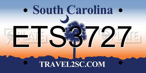 ETS3727 South Carolina License Plate