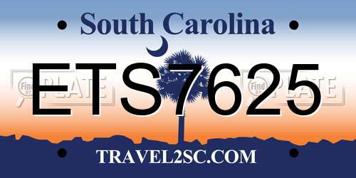 ETS7625 South Carolina License Plate