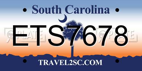 ETS7678 South Carolina License Plate