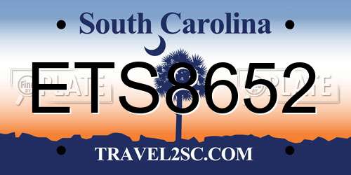 ETS8652 South Carolina License Plate