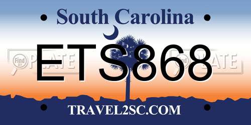 ETS868 South Carolina License Plate