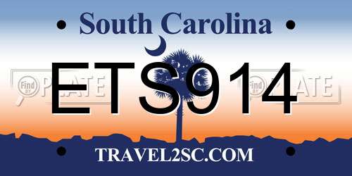 ETS914 South Carolina License Plate