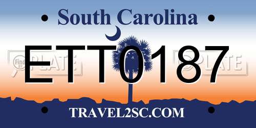 ETT0187 South Carolina License Plate