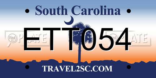 ETT054 South Carolina License Plate