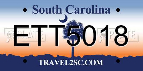 ETT5018 South Carolina License Plate