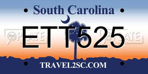 ETT525 South Carolina License Plate