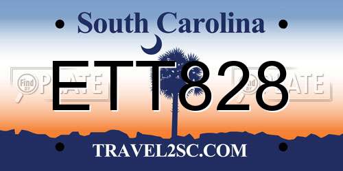 ETT828 South Carolina License Plate