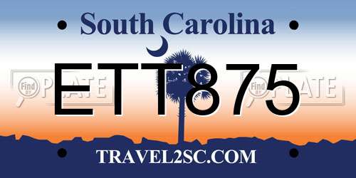 ETT875 South Carolina License Plate