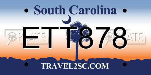 ETT878 South Carolina License Plate