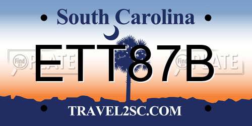ETT87B South Carolina License Plate