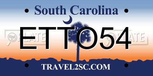 ETTO54 South Carolina License Plate