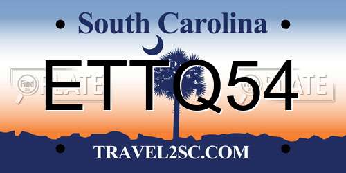 ETTQ54 South Carolina License Plate