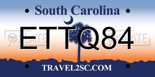 ETTQ84 South Carolina License Plate