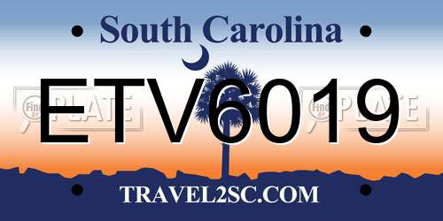 ETV6019 South Carolina License Plate