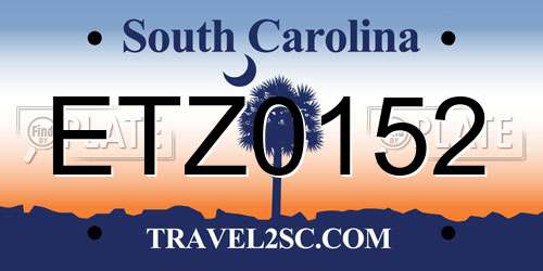 ETZ0152 South Carolina License Plate
