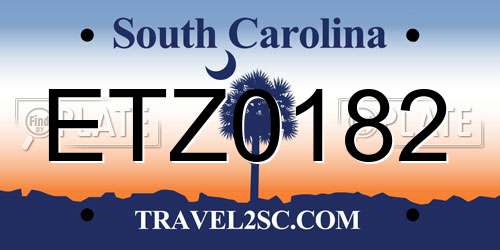 ETZ0182 South Carolina License Plate