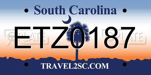ETZ0187 South Carolina License Plate