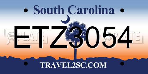 ETZ3054 South Carolina License Plate