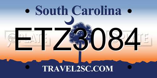 ETZ3084 South Carolina License Plate