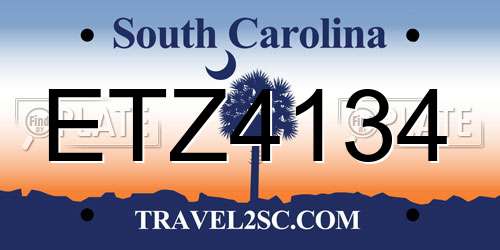 ETZ4134 South Carolina License Plate
