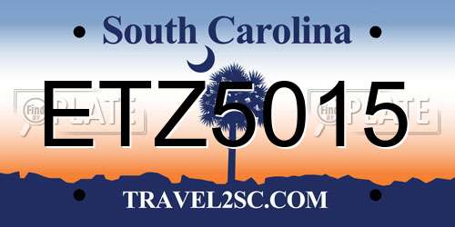 ETZ5015 South Carolina License Plate