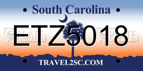 ETZ5018 South Carolina License Plate
