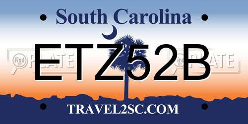 ETZ52B South Carolina License Plate