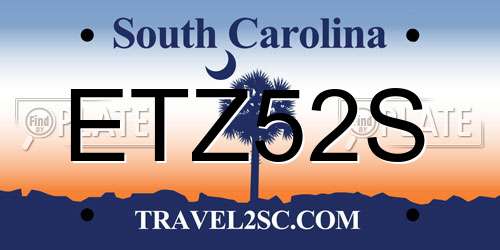 ETZ52S South Carolina License Plate
