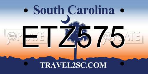ETZ575 South Carolina License Plate