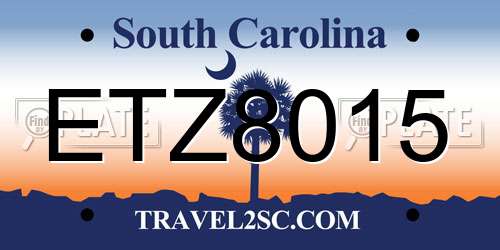 ETZ8015 South Carolina License Plate